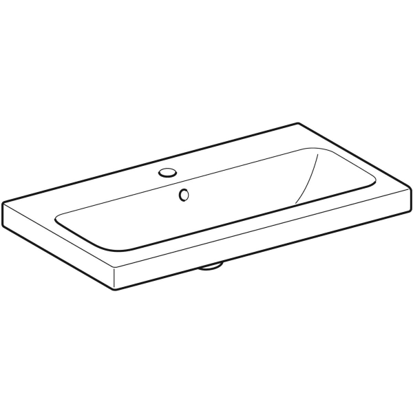 Geberit iCon Light WT 75x42cm, verk. Ausld. mit Hahnloch, mit Ül., weiß, KeraTect