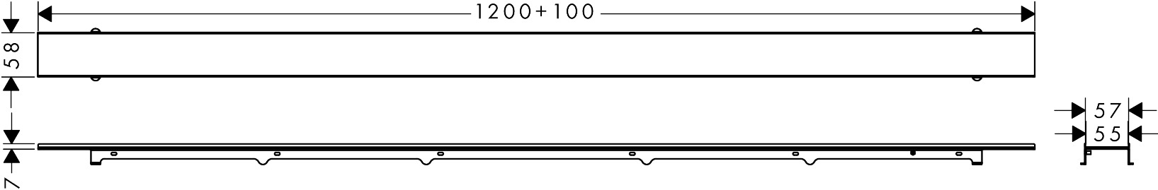 Hansgrohe RainDrain Rock Duschrinne 1300 mm kürzbar und befliesbar