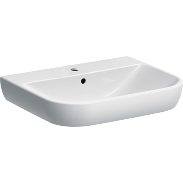 Geberit Smyle Waschtisch, 60x48cm m. Hl., m. Ül., weiß, KeraTect Geberit Smyle Waschtisch, 60x48cm m. Hl., m. Ül., weiß, KeraTect