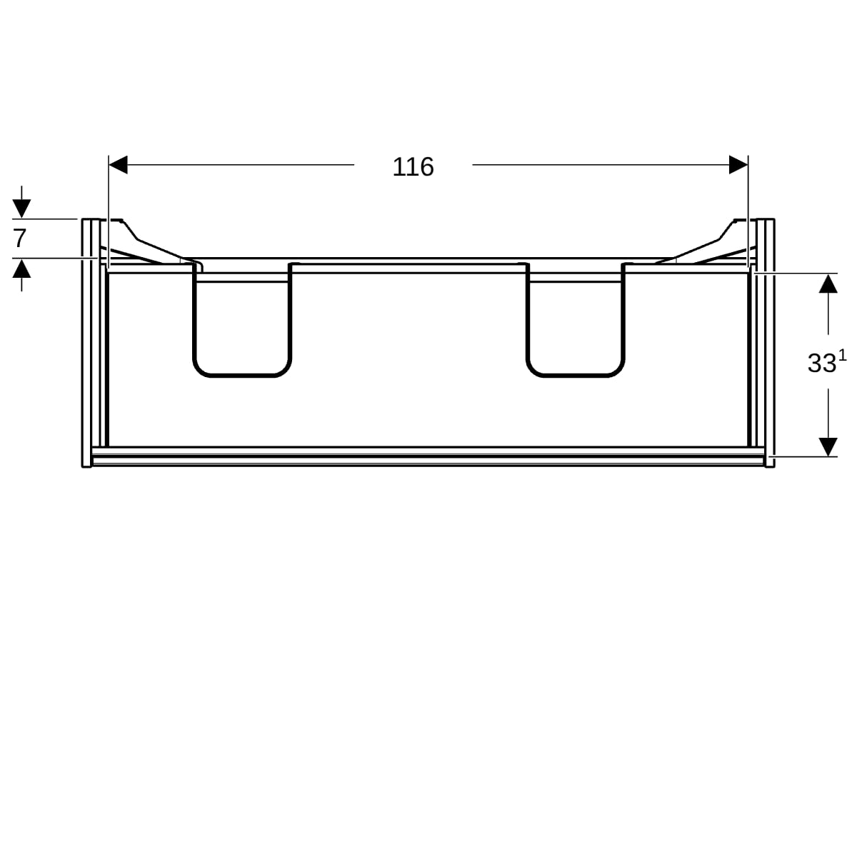Geberit Renova Plan US f. DWT, m.2 Schubladen 124,5x60,6x44,6cm, Nussbaum hickory