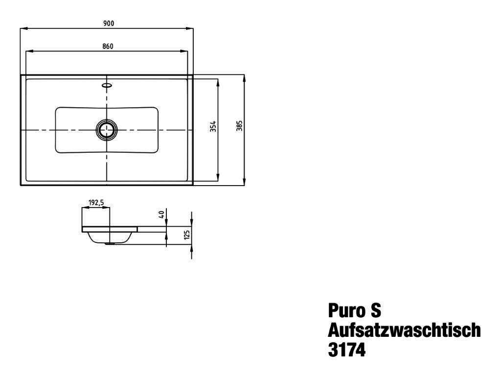 KA WB PURO S Mod.3174,900x385mm,alpwm, PEFF,AD,mÜL,chr