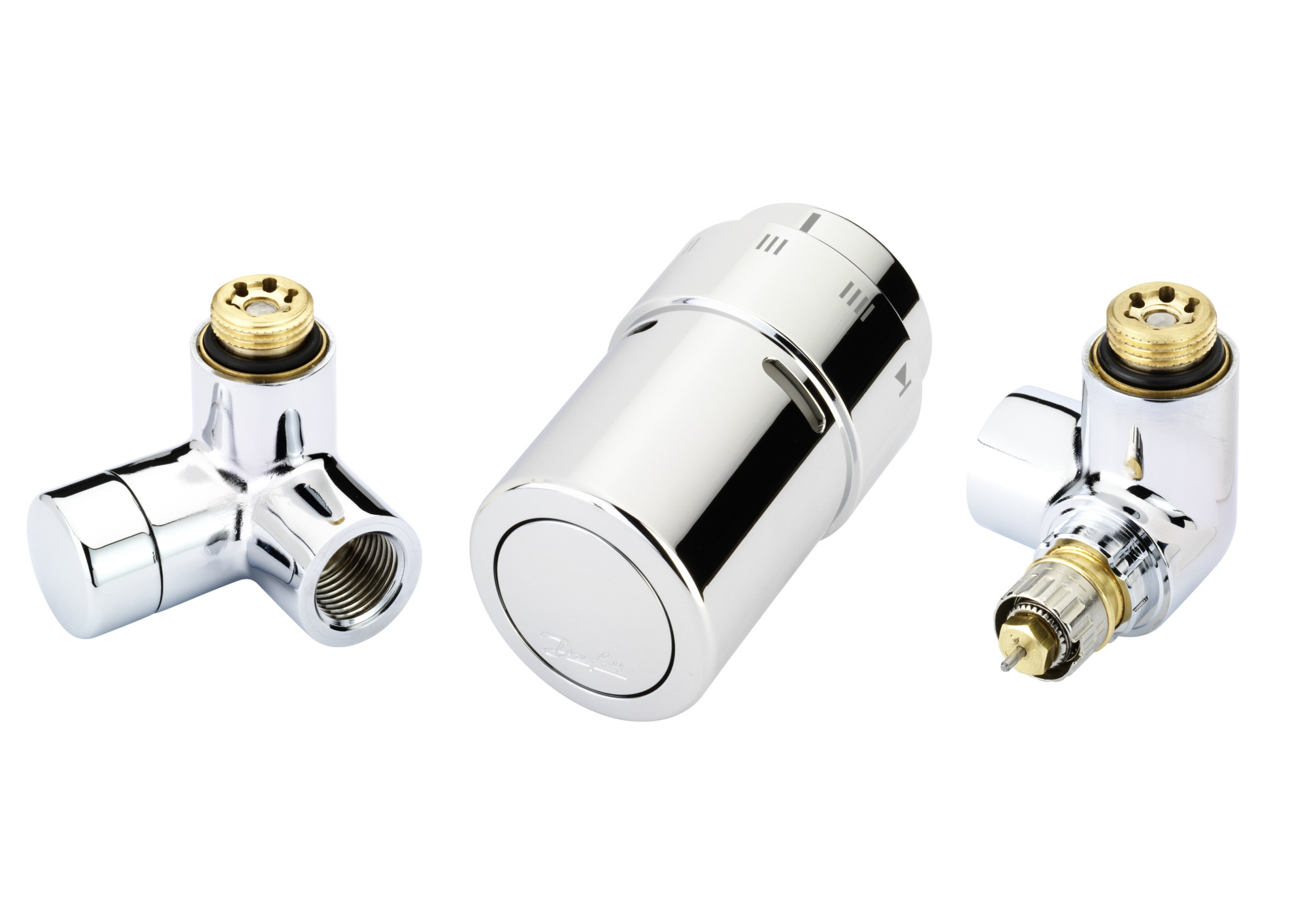Danfoss X-tra Design Set Chrom, Ventilgehäuse RA-URX rechts