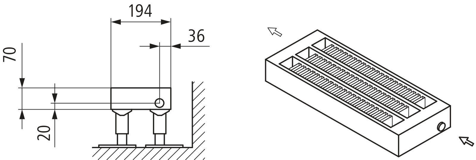 Kermi L-Konvektor Typ43 BH140x194x1800mm QN2133,RAL9016,6bar, m. Abd., AB Uni.