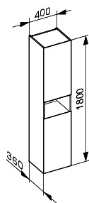 KEUCO HS 2-trg. m.Abl.fach Stageline 32831 Anschl.re. m.Bel. 400x1800x360mm weiß