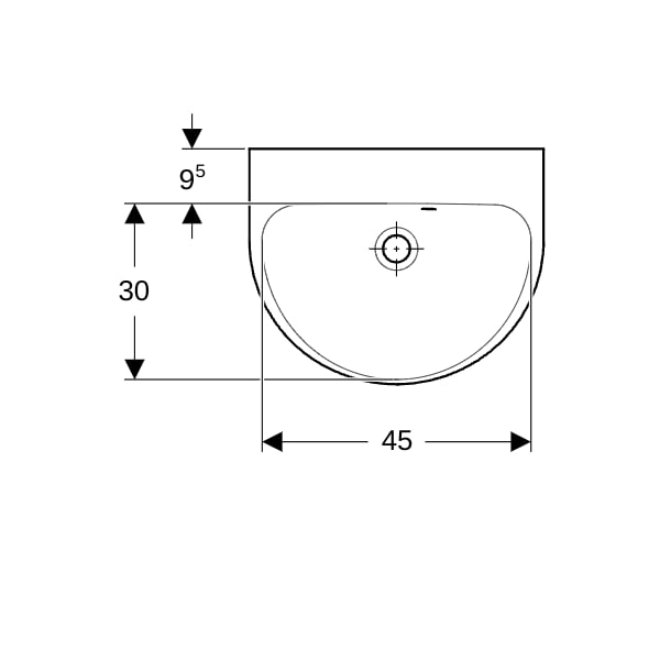 Geberit Renova Handwaschbecken, 50x40cm o. Hl., m. Ül., weiß, KeraTect