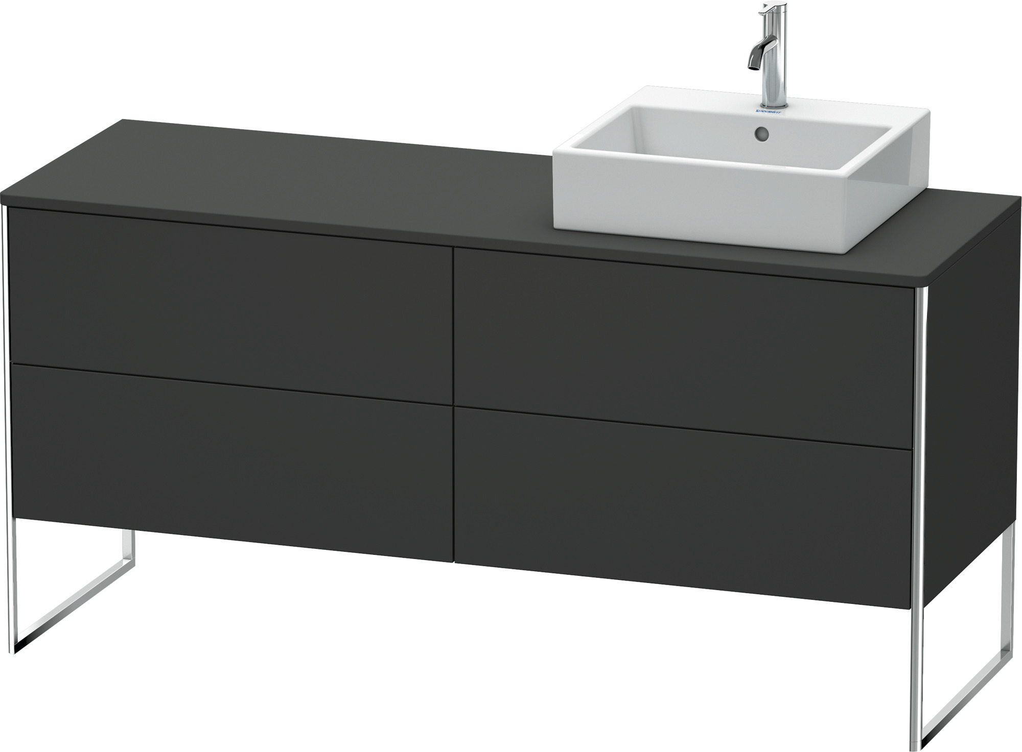 Duravit WTU XSquare 778x1600x548,bodenstehend Graphit Supermatt, TA r., 4 Schubk.
