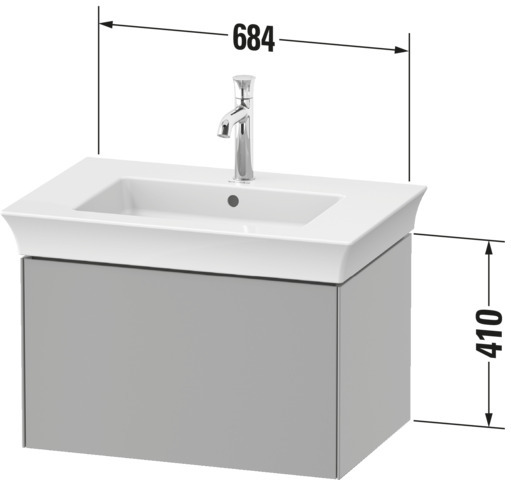 Duravit WTU White Tulip wandh.,1 Auszug 410x684x458mm,A.Nussb.M/graph. HGL o. ES