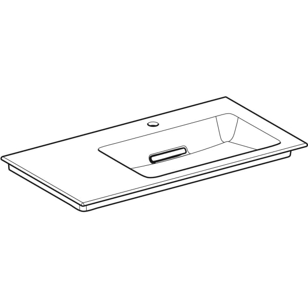 Geberit ONE MWT 90x48cm, CleanDrain, Ablg.li m. Hl., o. Ül., weiß, KeraTect/weiß glzd