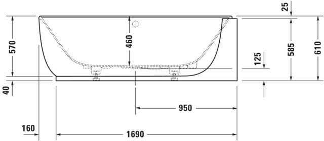 DU Luv Whirlw. 1850x950mm, Ecke R Nahtl.VK, Rückenschr.2,Air-Syst.,Weiß M.