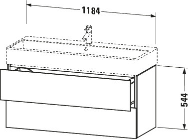 DU WTU L-Cube 544x1184x459mm 2 Schubkästen, Nussbaum Dunkel