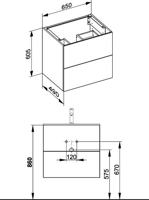 KEUCO WUB X-Line 33153, m.2 Ausz. 650x605x490mm anthr.