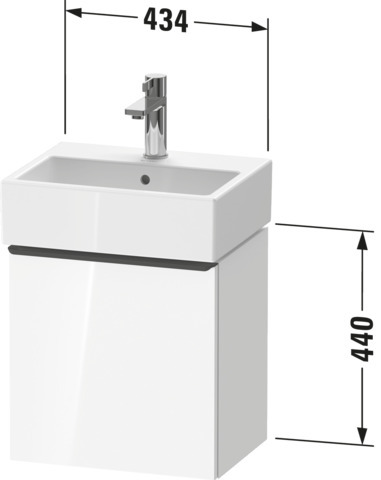 DU D-Neo WTU,Wandh,TA:LI,Tür:1,Gr:Chrom 434x322x440mm,Weiß Hochglanz,Dekor