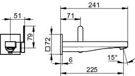 KEUCO EHM-WT-Mischer UP IXMO 59516 Wandm./Ausf.eck. Ausl.225mm/Flat verchr.
