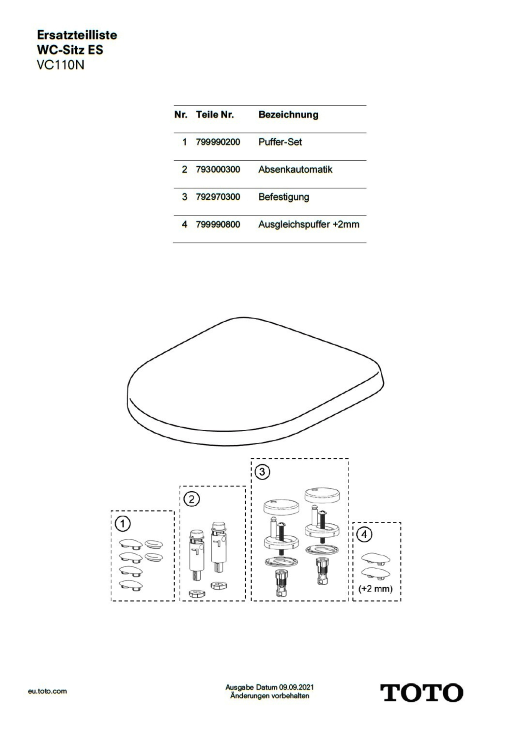 Befestigung Standard für WC-Sitz