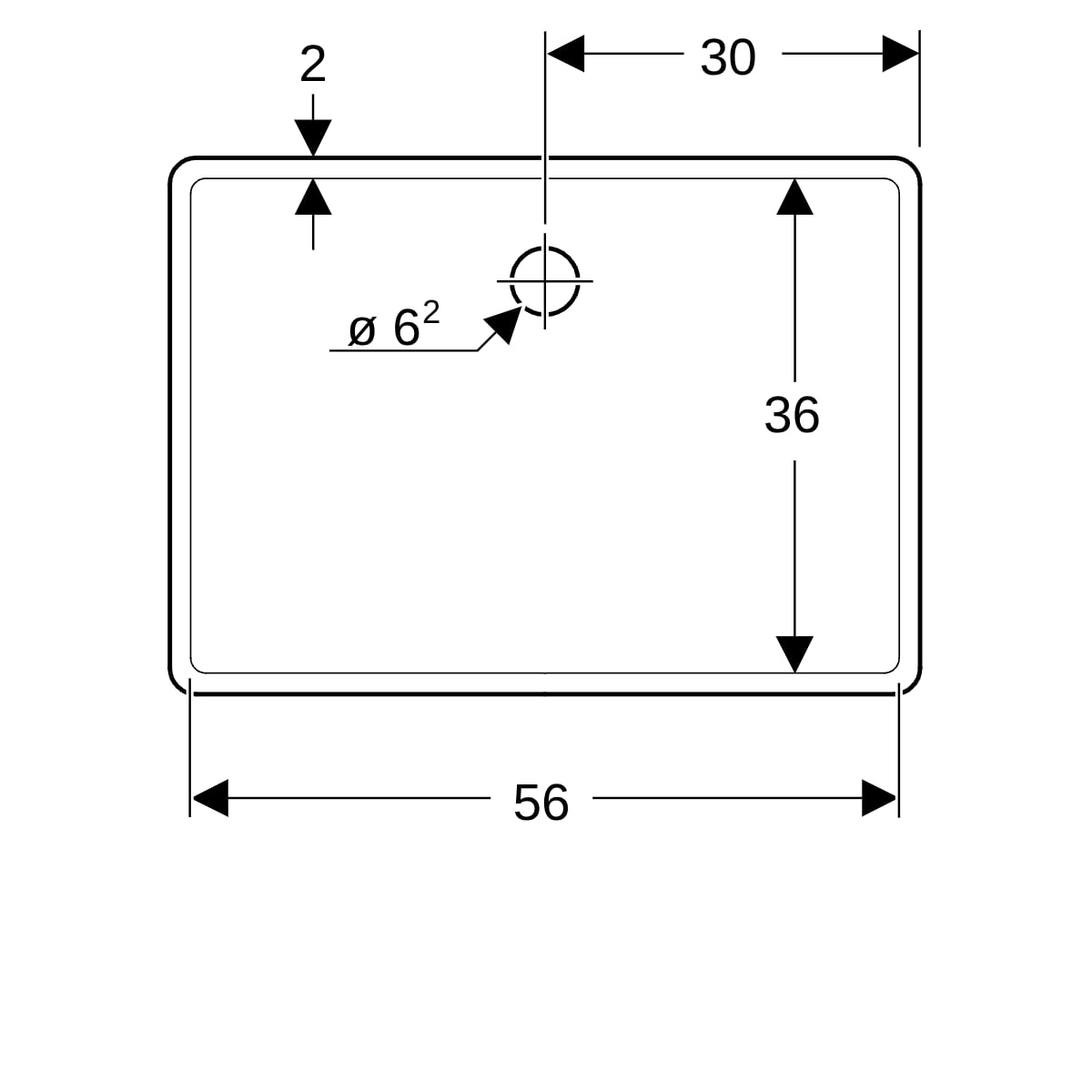 Geberit Publica Mehrzweckbecken ohne Überlauf 60x13x40cm, weiß