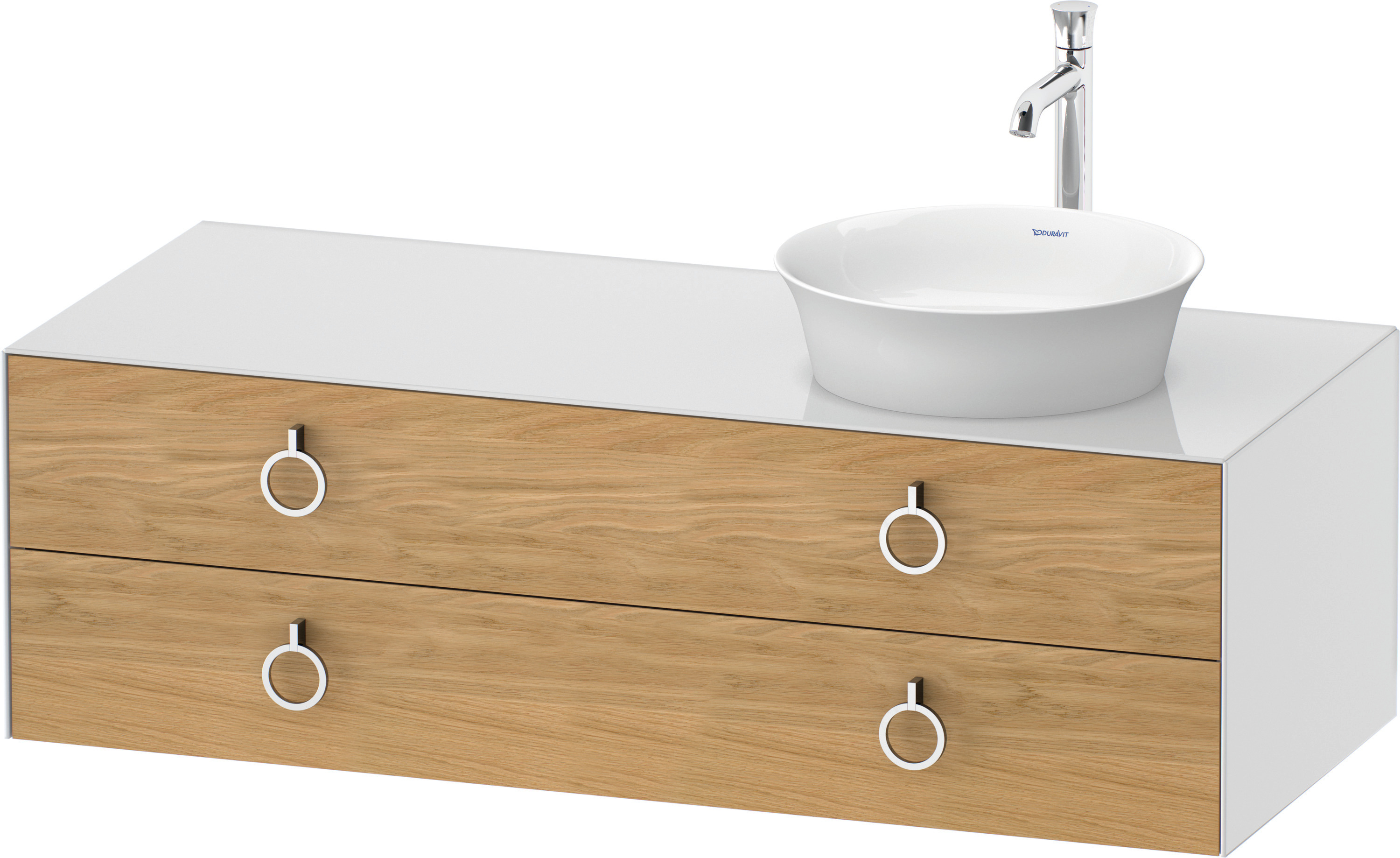 Duravit WTU wandh.White Tulip,2Schk.,m.Griff Aus.r,408x1300x550,Eiche N.M./Weiß HGL