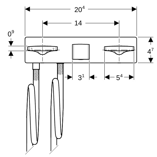 Geberit ONE WT-Arm. eck. Des. W.-Mont. 2Gr. für UP-Funktionsbox, L:22cm, hgl.verchr.