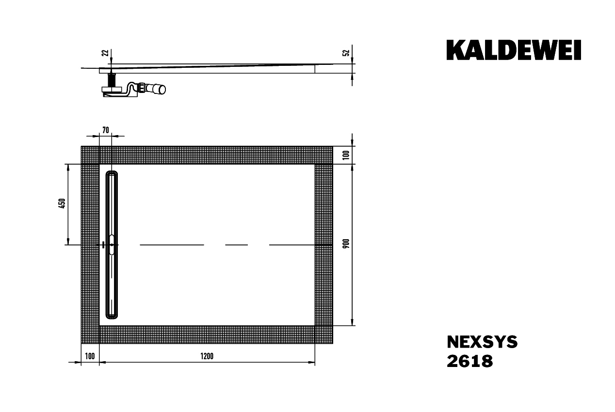 KA DW NEXSYS Mod.2618,900x1200mm, alpinweiß,Perl-Effekt