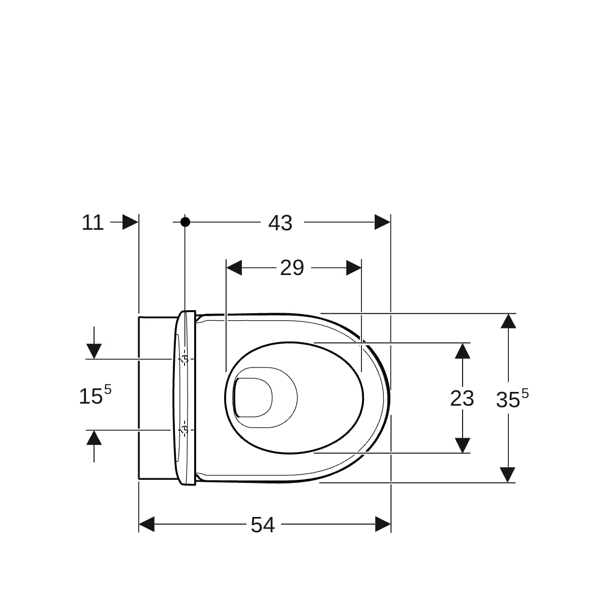 Geberit Renova Set Wand-WC mit WC-Sitz Rimfree, Tiefspüler, weiß