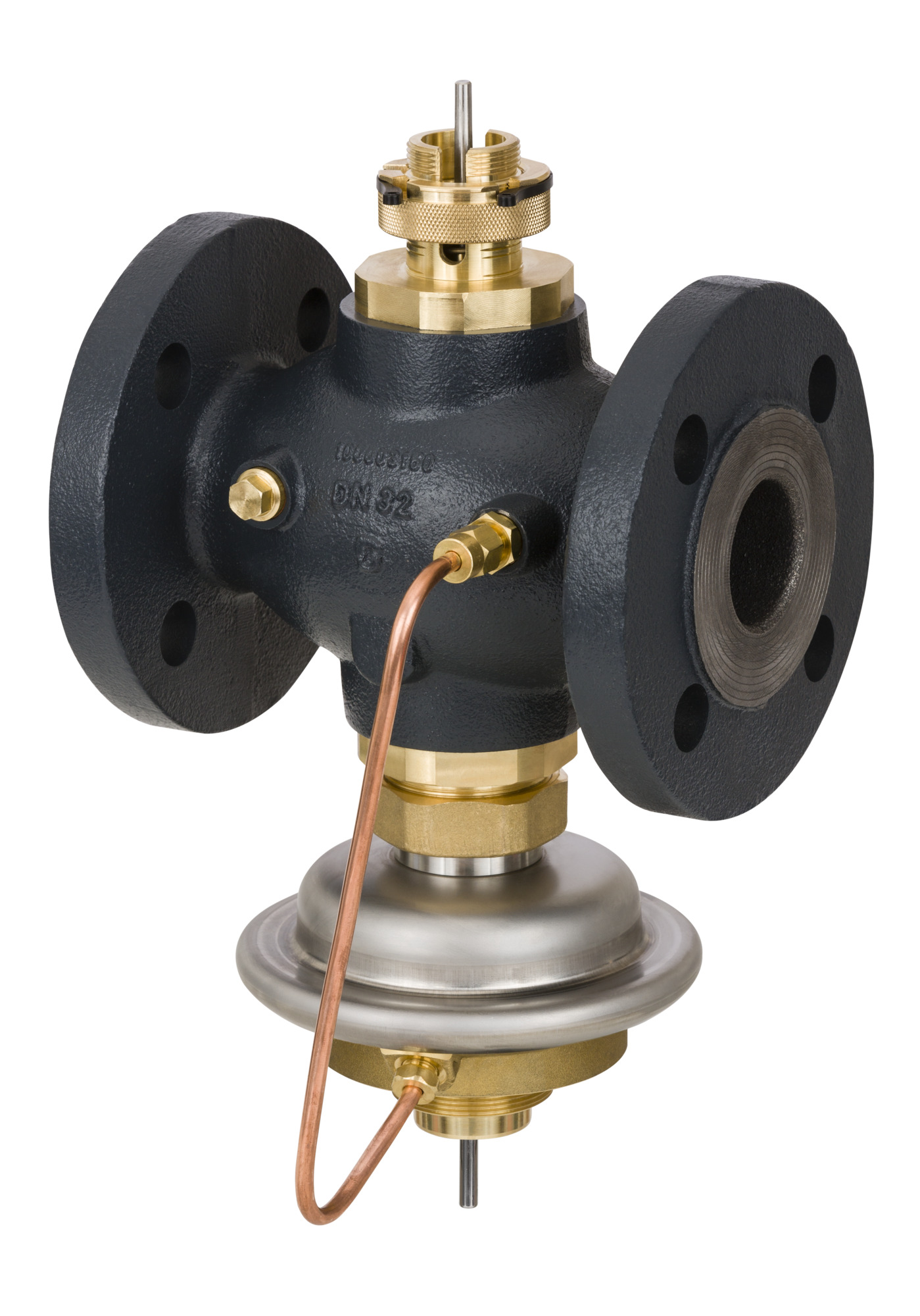 Danfoss Vol.-stromregl. m. Stellv. AVQMT DN50, Kvs 25,0, PN25, GGG-40,3, Flansch