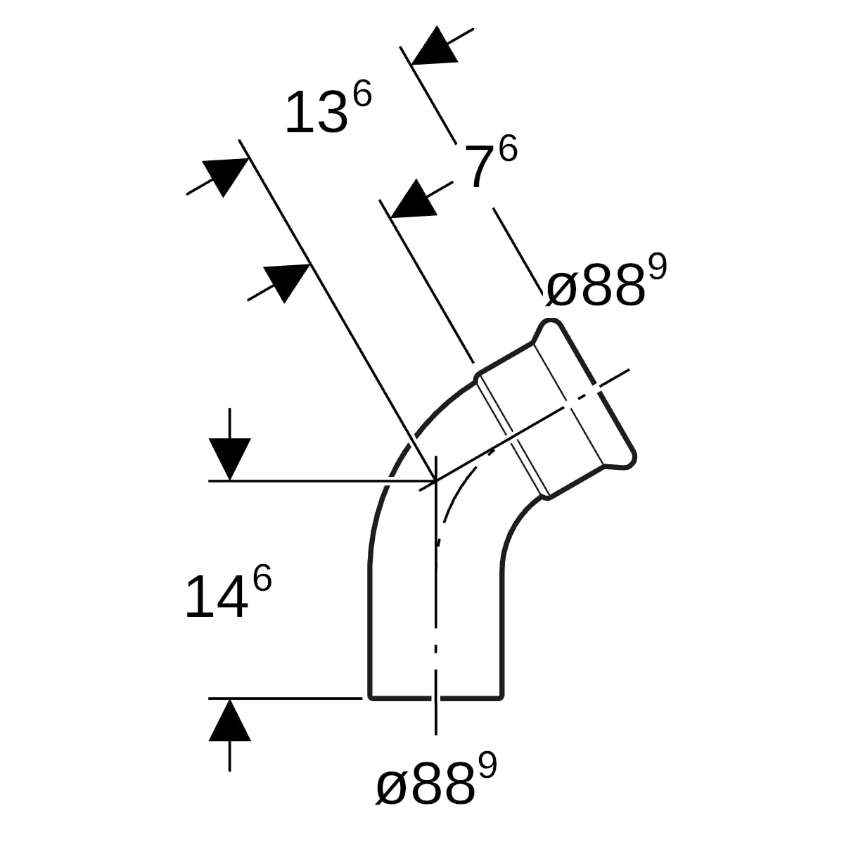 Geberit Mapress Edelstahl Bogen 60Gr d88,9 mit Einschubende