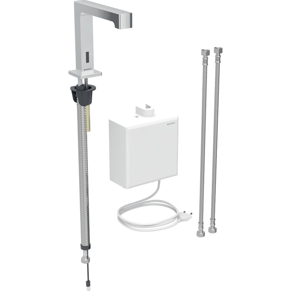 Geberit Brenta WT-Arm., Standmontage, Netz mit AP-Funkt.Box, m.Misch., hgl.verchr.
