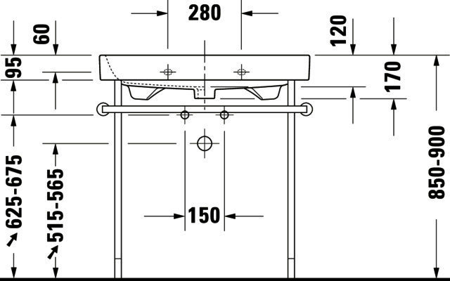 DU Metallkonsole Happy D.2 für 231880, höhenverstellbar, Chrom