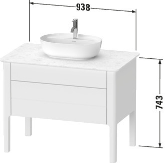 DU Luv WTU bodenstehend, 1 Schubkasten, 1 Auszug,743x938x570mm,Weiß Seidenmatt