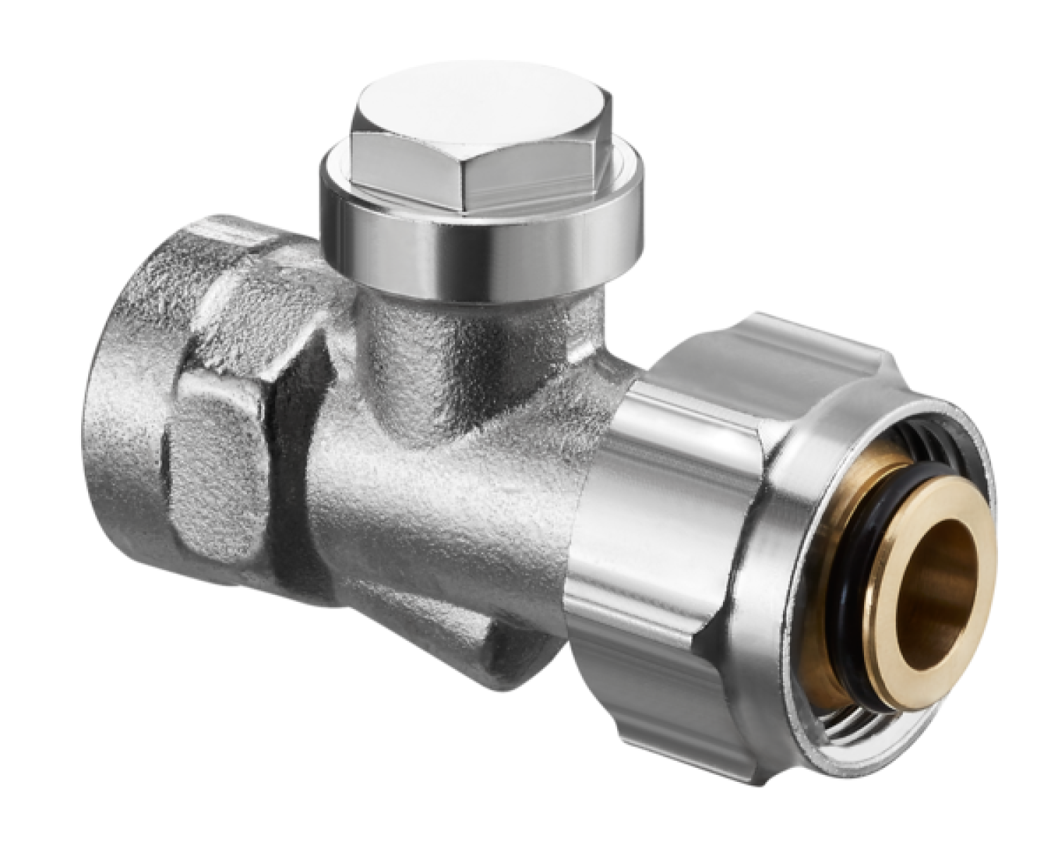 OVENTROP-Absperrverschraubung Combi 3 "Multiflex F",3/4"ÜM x 1/2"IG, Ms, vern.