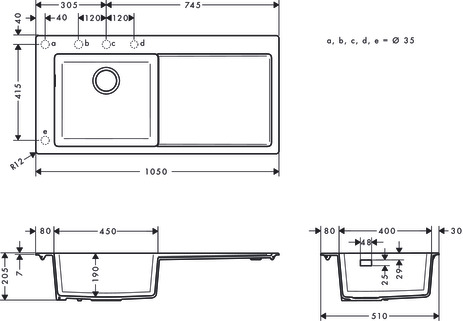 Hansgrohe Einbauspüle 450  S5110-F450 graphitschwarz