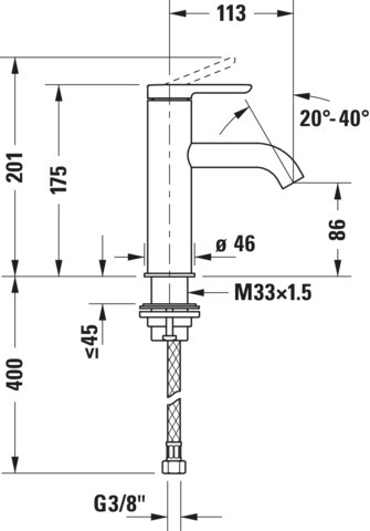 DU C.1 Einhebel-Waschtischmischer M ohne Zugstange, Chrom HG