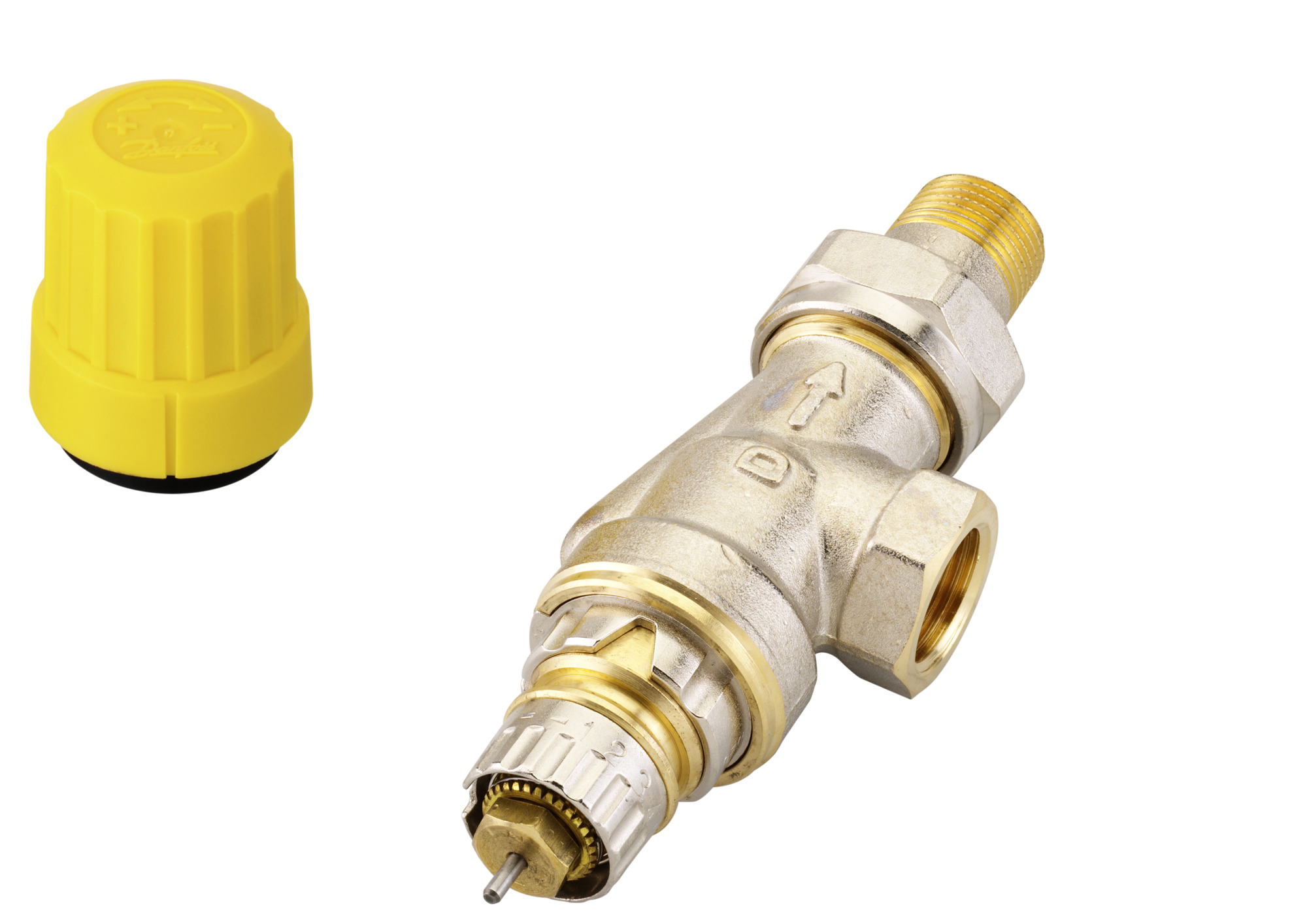 Danfoss Ventilgehäuse RA-UN 10 R 3/8, UK (Axial), matt vernickelt