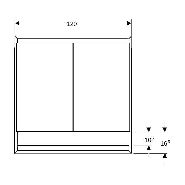 Geberit ONE SPS, Nische u.Comf.Light, 2 Türen UP-Mont,120x90x15cm, schw matt/alu. plvb