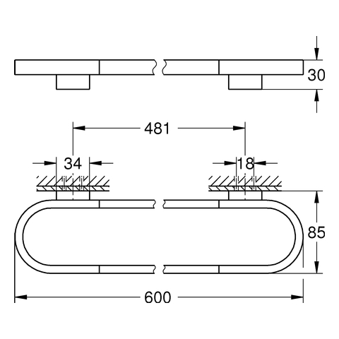 GROHE Badetuchhalter/Halter Selection 41056 600mm cool sunrise gebürstet