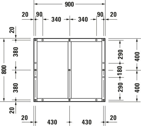 Duravit Fußgestell für Duschwanne Tempano 900x800mm