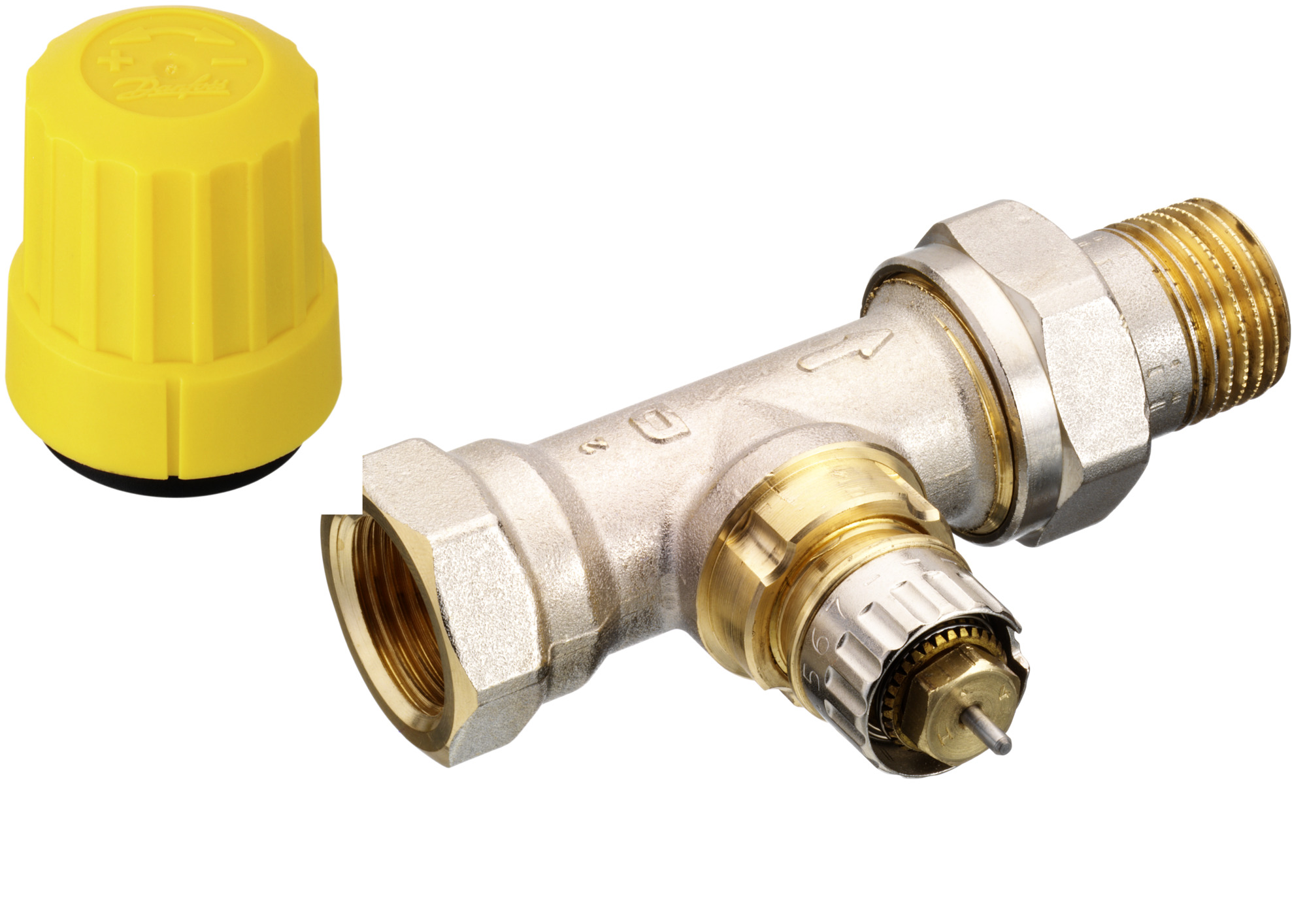 Danfoss Ventilgehäuse RA-UN 15 R 1/2, Durchgang, matt vernickelt