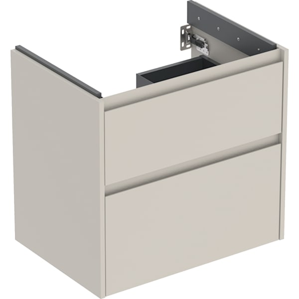 Geberit Renova Plan US f. WT, m. 2 Schubladen 64,4x60,6x44,6cm, sandgrau/l. seidenmatt