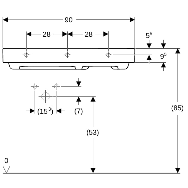 Geberit ONE WT 90x48cm, CleanDrain, Ablg.re o. Hl., o. Ül., weiß, KeraTect/weiß glzd