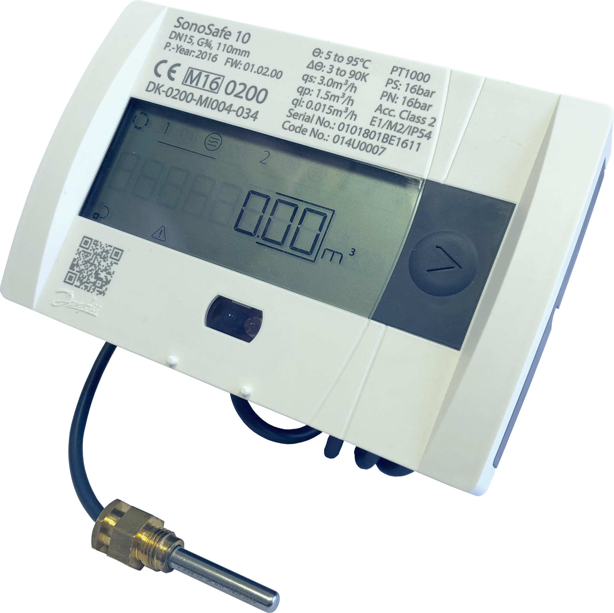 Danfoss Wärmezähler SonoSafe10 QP1,5 DN15 RL PN16 batt MBUS IP54 10s