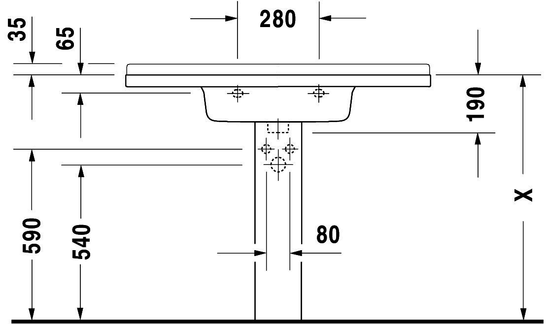 DU Möbelwaschtisch Starck 3 1050 mm mit ÜL, mit HLB, 1 HL, weiß WonderGliss