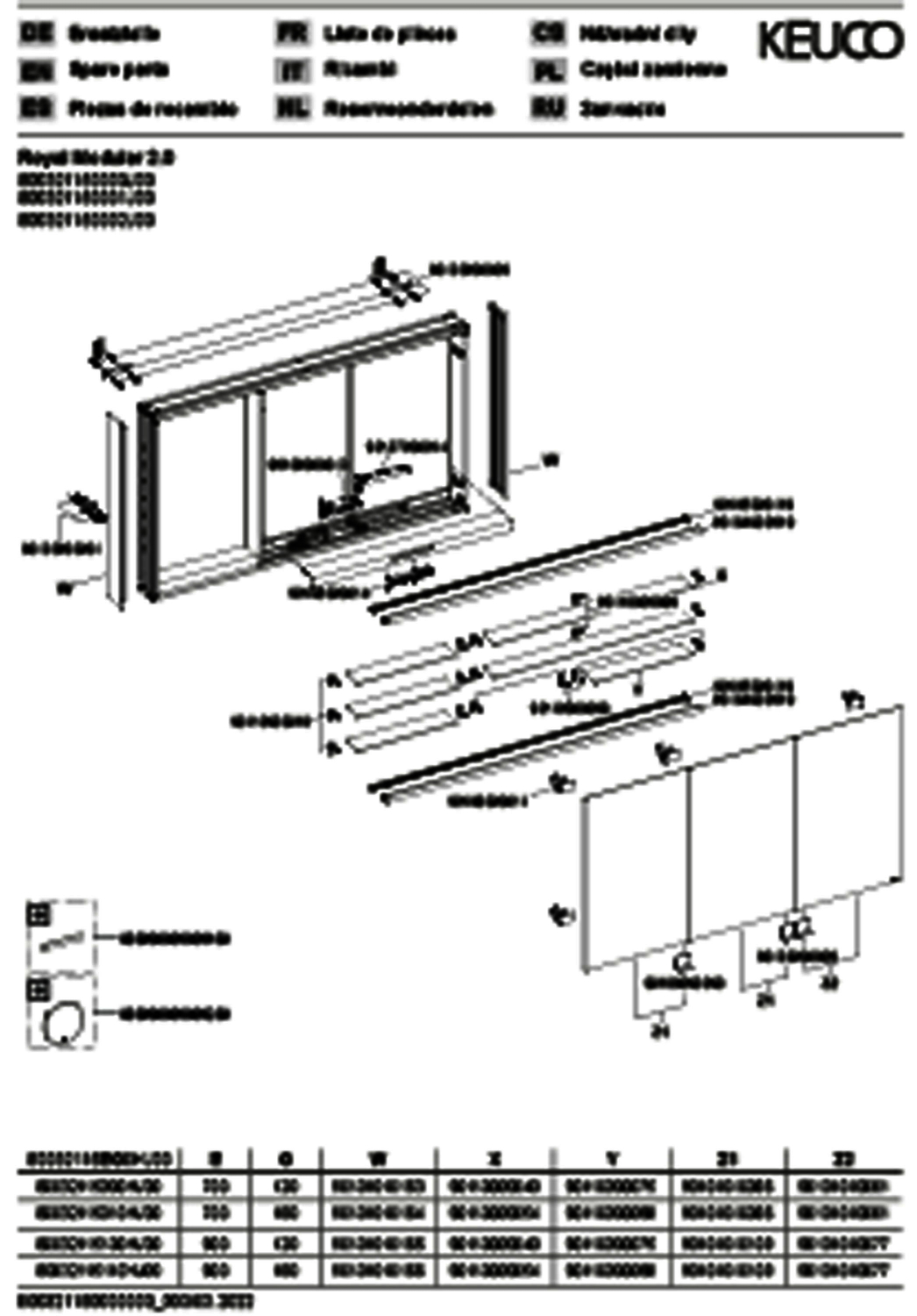 KEUCO Royal Modular 2.0 SPS, DALI 80032, Vorb,2Steckd,sb-elox,1500x700x120mm