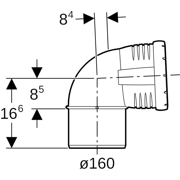 Geberit Silent-Pro Bogen 87,5Gr d160mm
