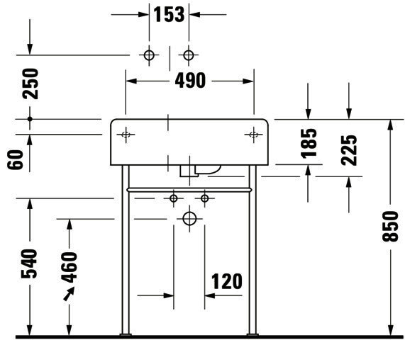 DU Design Classics Becken  Scola 615 mm m.ÜL,m.HLB,HL-Vst.,Becken li.,weiß