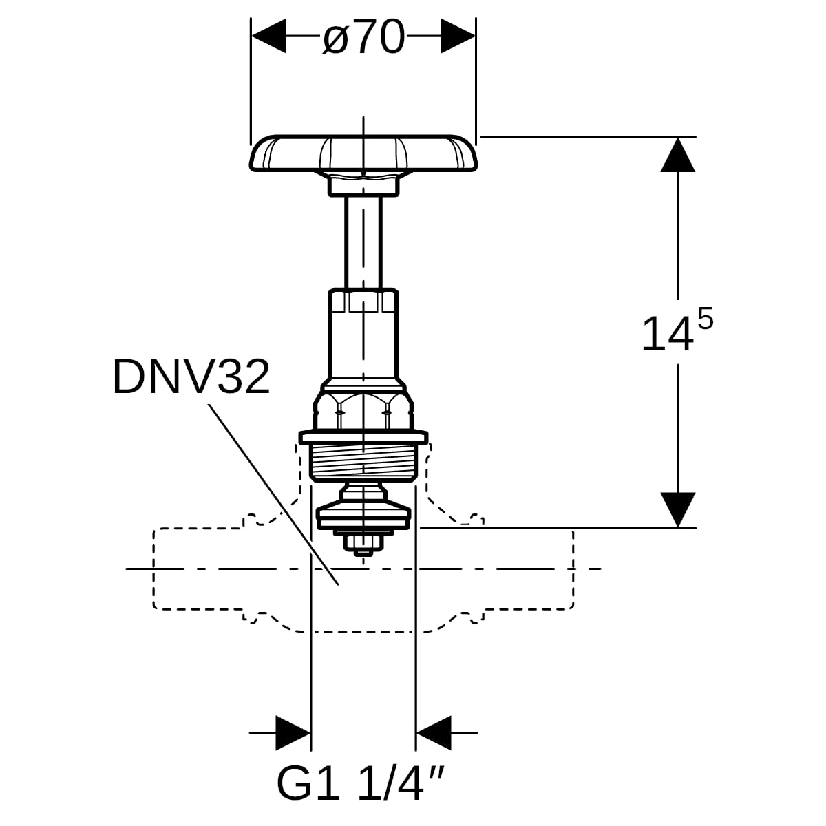 Geberit Oberteil mit Handrad G1 1/4
