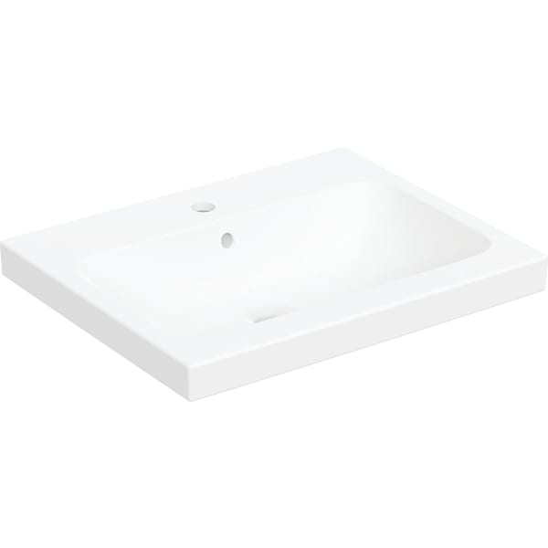 Geberit iCon Light Aufsatzwaschtisch 60x48cm mit Hahnloch, mit Überlauf, weiß matt