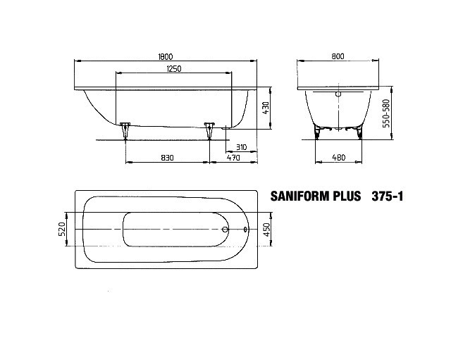 KA BW SANIFORM PLUS Mod.375-1,1800x800mm ,bahamabeige