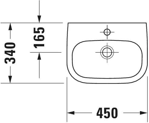 DU Handwaschbecken D-Code 450 mm mit ÜL, mit HLB, 1 HL, weiß