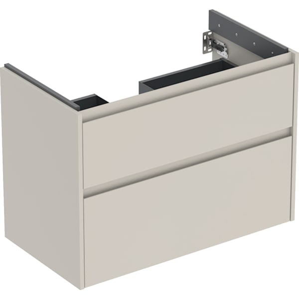 Geberit Renova Plan US f. WT, m. 2 Schubladen 84,6x60,6x44,6cm, sandgrau/l. seidenmatt