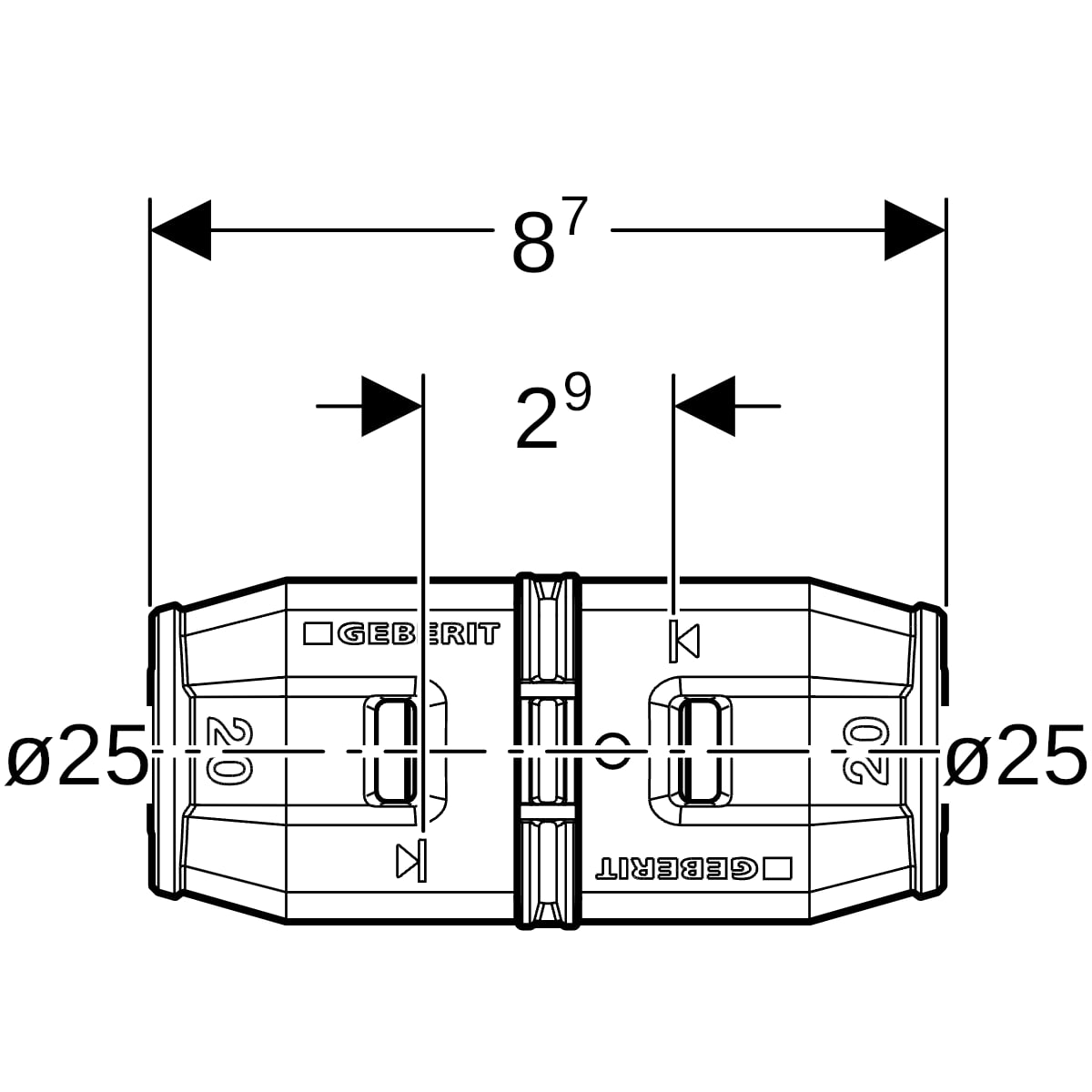 Geberit PushFit Kupplung PVDF d25