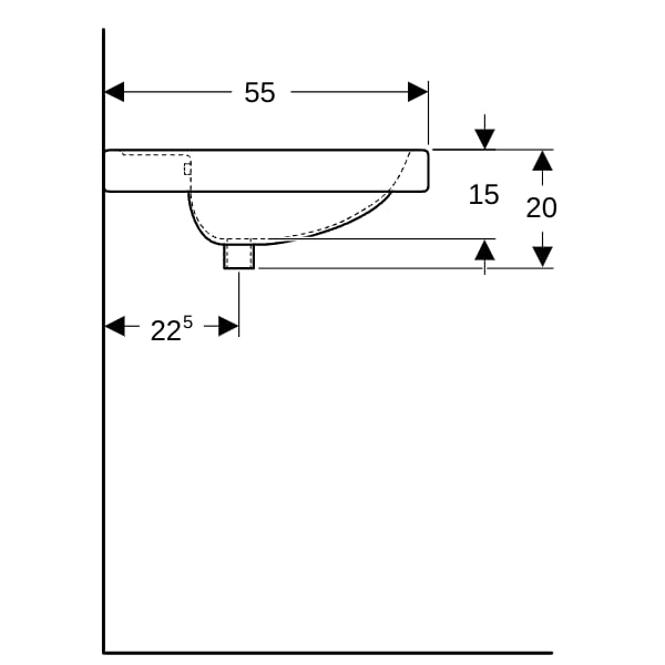 Geberit Preciosa Waschtisch mit Ablagefläche 100x55cm, o. Hl., m. Ül., weiß, KeraTect